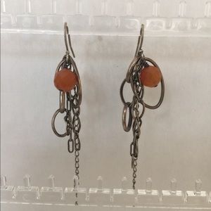 Bead and metal chain drop earring